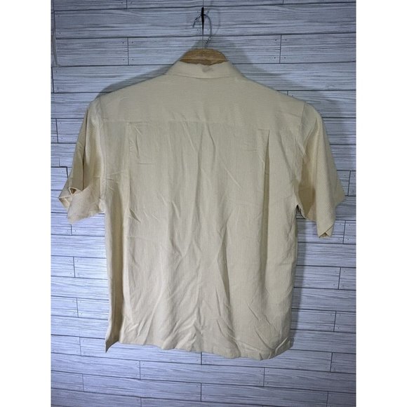 Tommy Bahama Solid Yellow 100% Silk Short Sleeve Button-Front Hawaiian Shirt Med - Picture 3 of 8